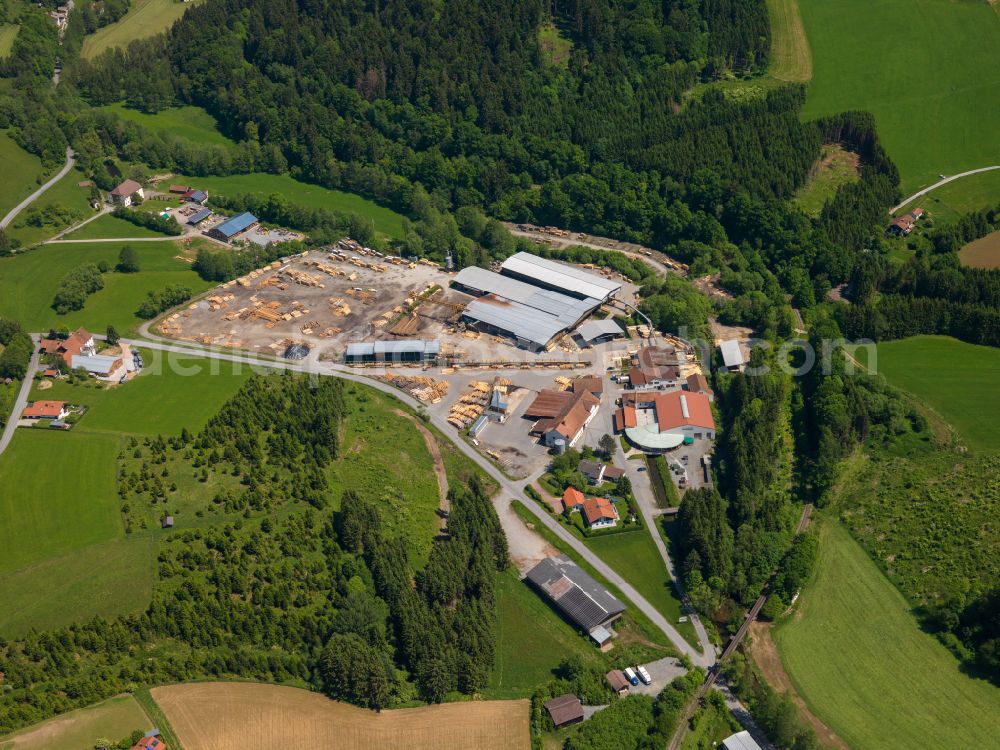 Aerial image Röhrnbach - Building and production halls on the premises of Firma Michael Gattermann GmbH & Co. KG in Roehrnbach in the state Bavaria, Germany