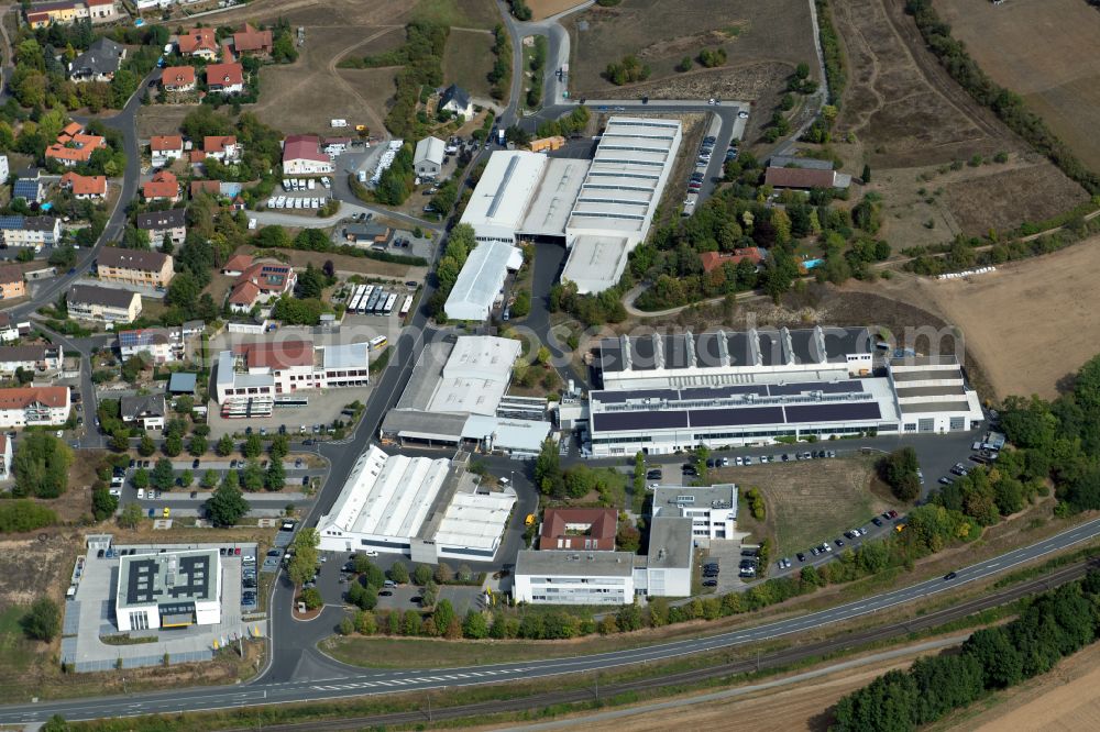 Arnstein from the bird's eye view: Building and production halls on the premises of Firma MIWE Michael Wenz GmbH in Arnstein in the state Bavaria, Germany