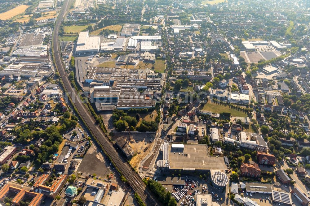 Aerial photograph Ahlen - Building and production halls on the premises of Franz Kaldewei GmbH & Co. KG on Beckumer Strasse in Ahlen in the state North Rhine-Westphalia, Germany