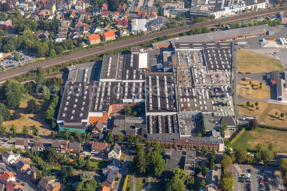 Aerial image Ahlen - Building and production halls on the premises of Franz Kaldewei GmbH & Co. KG on Beckumer Strasse in Ahlen in the state North Rhine-Westphalia, Germany