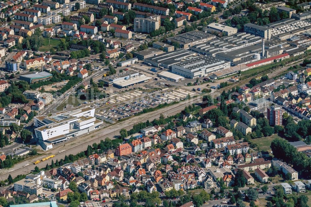 Friedrichshafen from the bird's eye view: Building and production halls on the premises of ZF Friedrichshafen AG in Friedrichshafen in the state Baden-Wurttemberg, Germany