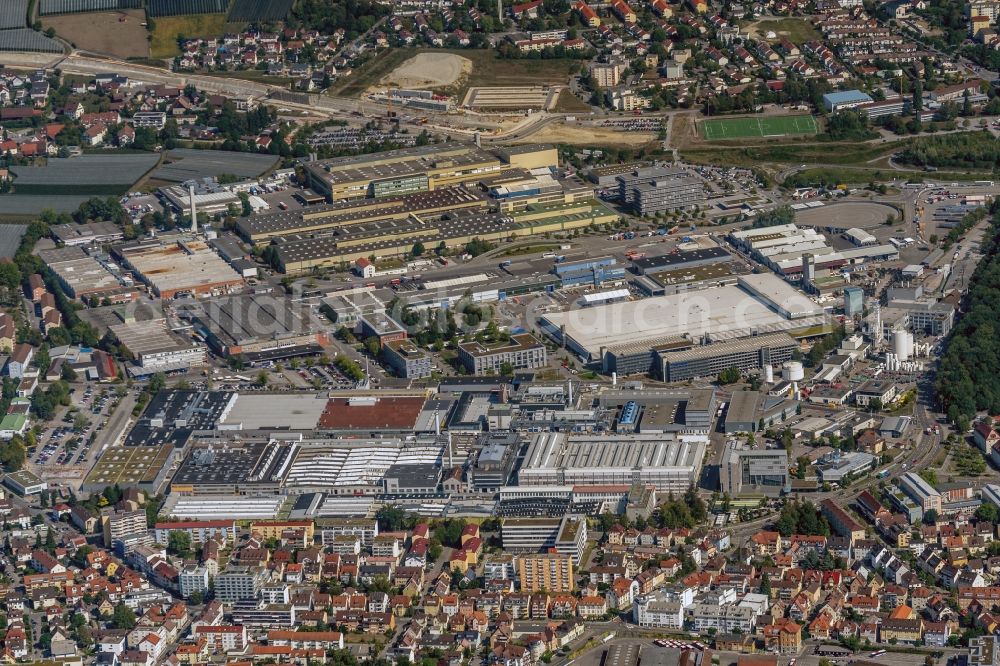 Aerial image Friedrichshafen - Building and production halls on the premises of ZF Friedrichshafen AG in Friedrichshafen in the state Baden-Wurttemberg, Germany