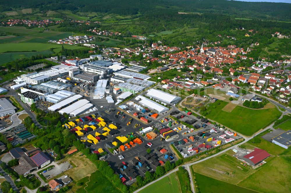 Königsberg in Bayern from the bird's eye view: Building and production halls on the premises FRAeNKISCHE Rohrwerke Gebr. Kirchner GmbH & Co. KG on street Stoeckacher Weg in Koenigsberg in Bayern in the state Bavaria, Germany