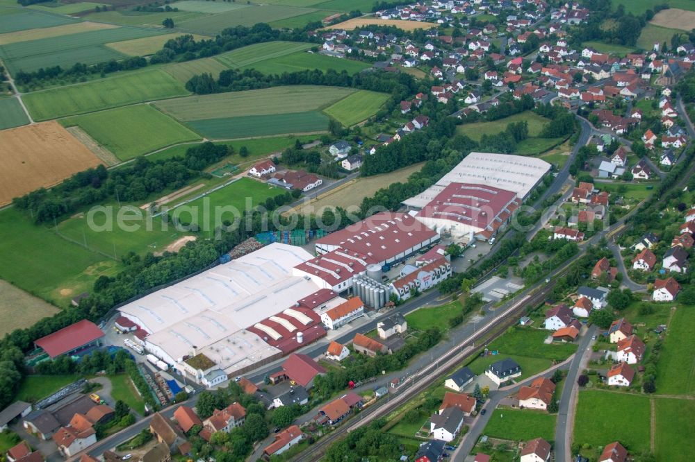 Eichenzell from the bird's eye view: Building and production halls on the premises of Foerstina-Sprudel Mineral- and Heilquelle in Eichenzell in the state Hesse, Germany