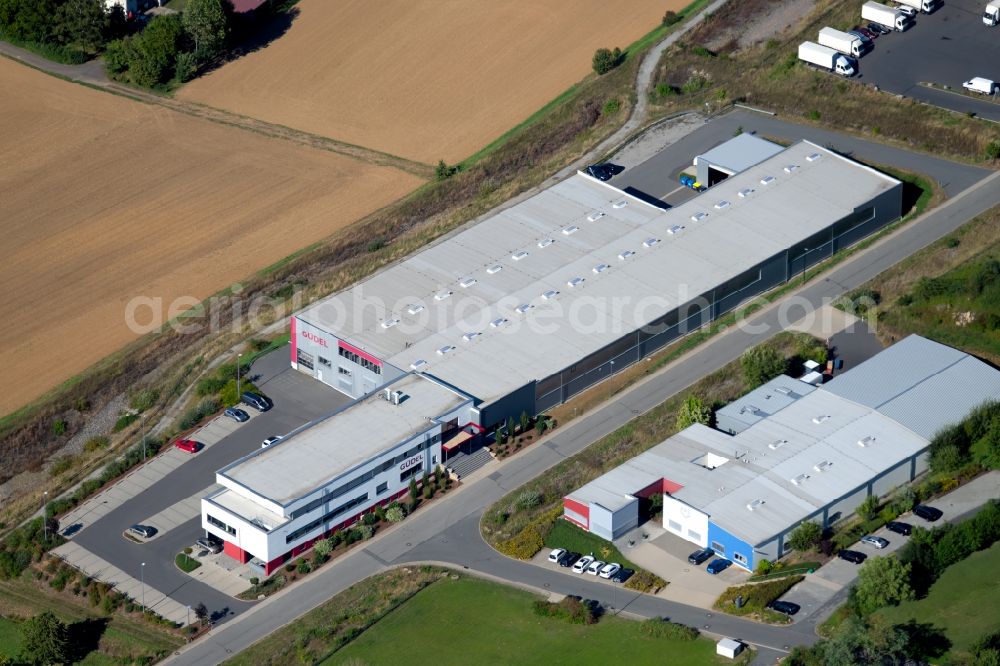 Aerial image Osterburken - Building and production halls on the premises of Guedel Group AG at Industriepark in Osterburken in the state Baden-Wurttemberg, Germany