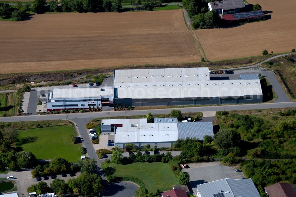 Aerial photograph Osterburken - Building and production halls on the premises of Guedel Group AG at Industriepark in Osterburken in the state Baden-Wurttemberg, Germany