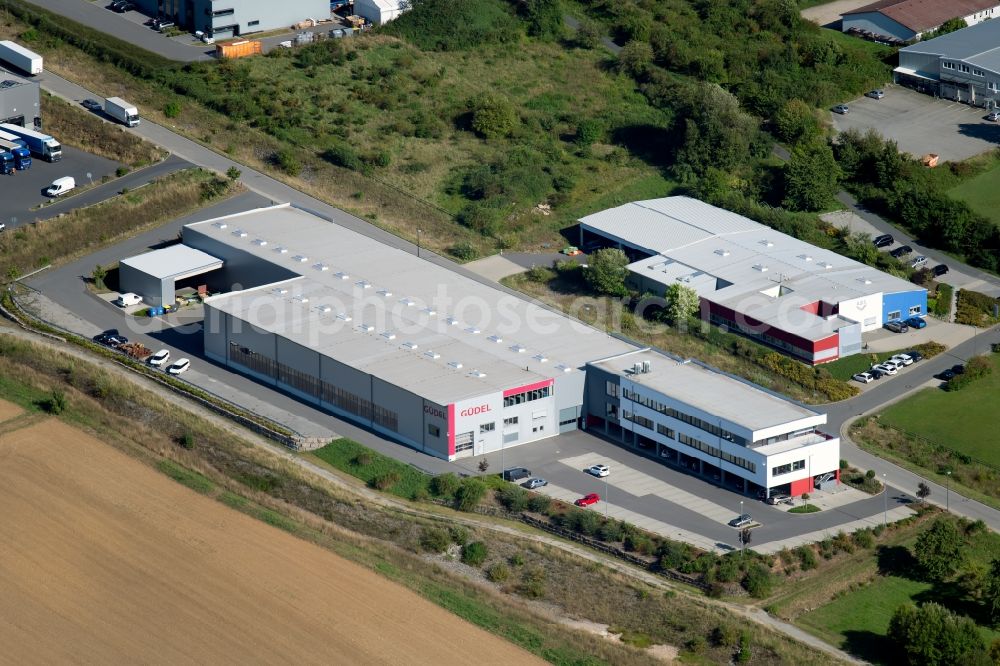 Aerial image Osterburken - Building and production halls on the premises of Guedel Group AG at Industriepark in Osterburken in the state Baden-Wurttemberg, Germany