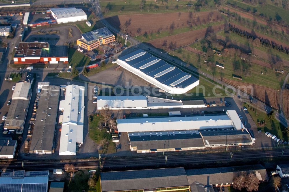 Kuppenheim from the bird's eye view: Building and production halls on the premises of Gebr. Held Hydraulik GmbH in Kuppenheim in the state Baden-Wuerttemberg, Germany