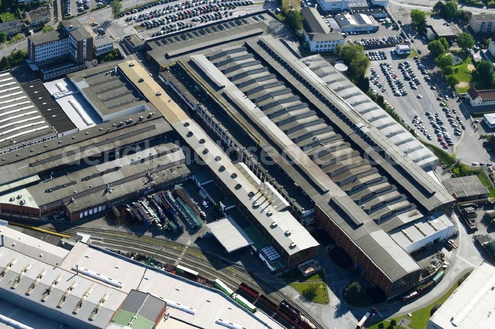 Aerial photograph Bielefeld - Building and production halls on the premises of Gestamp Umformtechnik GmbH in Bielefeld in the state North Rhine-Westphalia, Germany