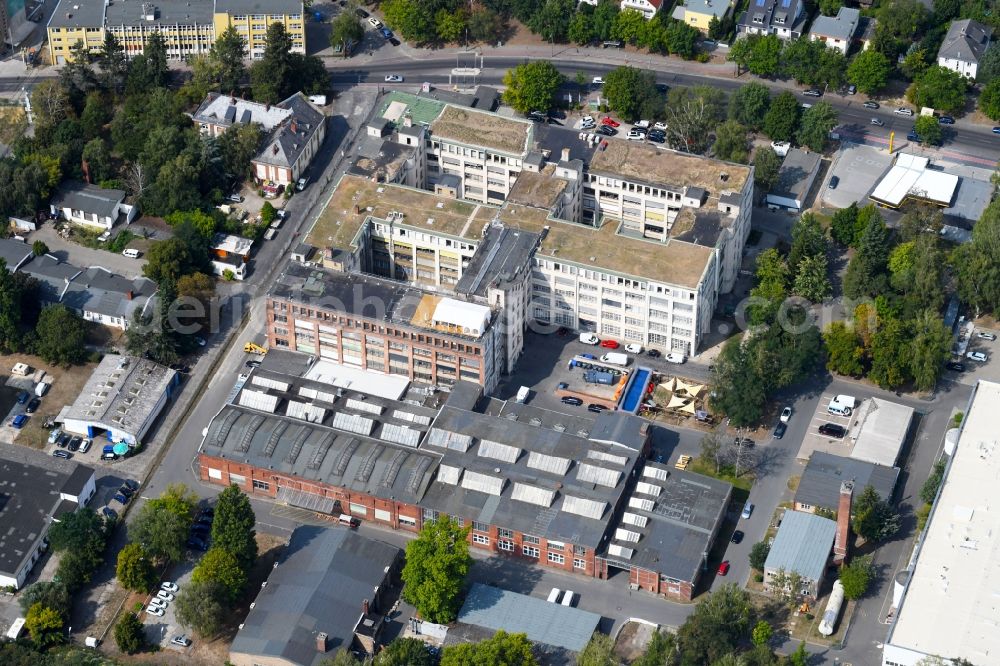 Berlin from above - Building and production halls on the premises of Goerzwerk on Goerzallee in the district Lichterfelde in Berlin, Germany