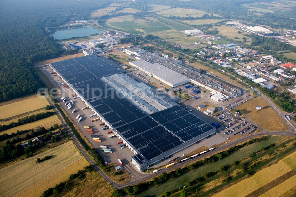 Aerial photograph Philippsburg - Building and production halls on the premises of Goodyear Dunlop Tires Germany on Goodyearstrasse in Philippsburg in the state Baden-Wuerttemberg, Germany