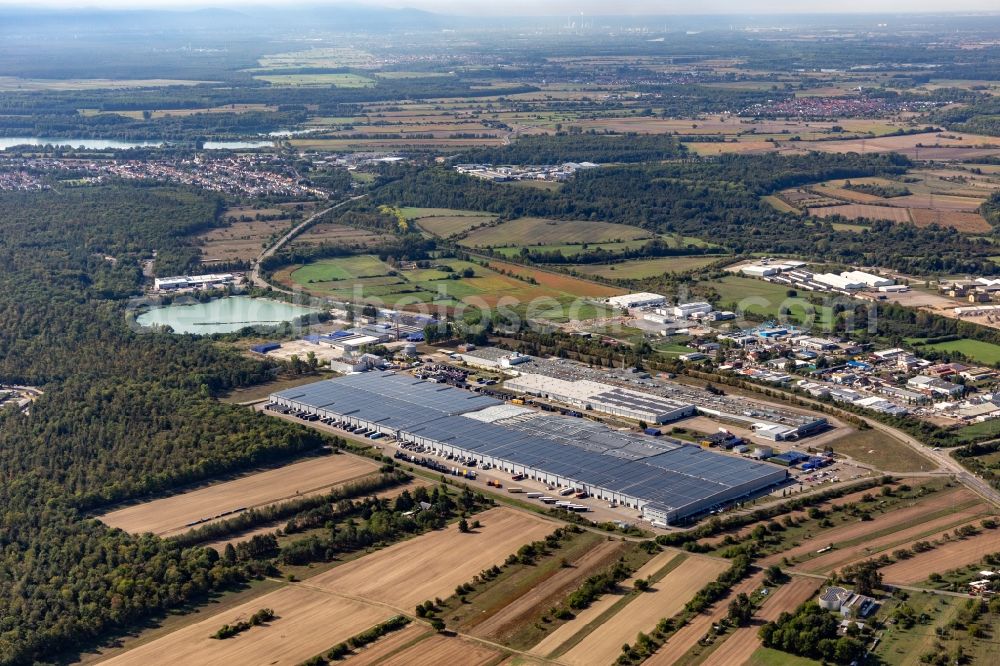 Aerial image Philippsburg - Building and production halls on the premises of Goodyear Dunlop Tires Germany on Goodyearstrasse in Philippsburg in the state Baden-Wuerttemberg, Germany