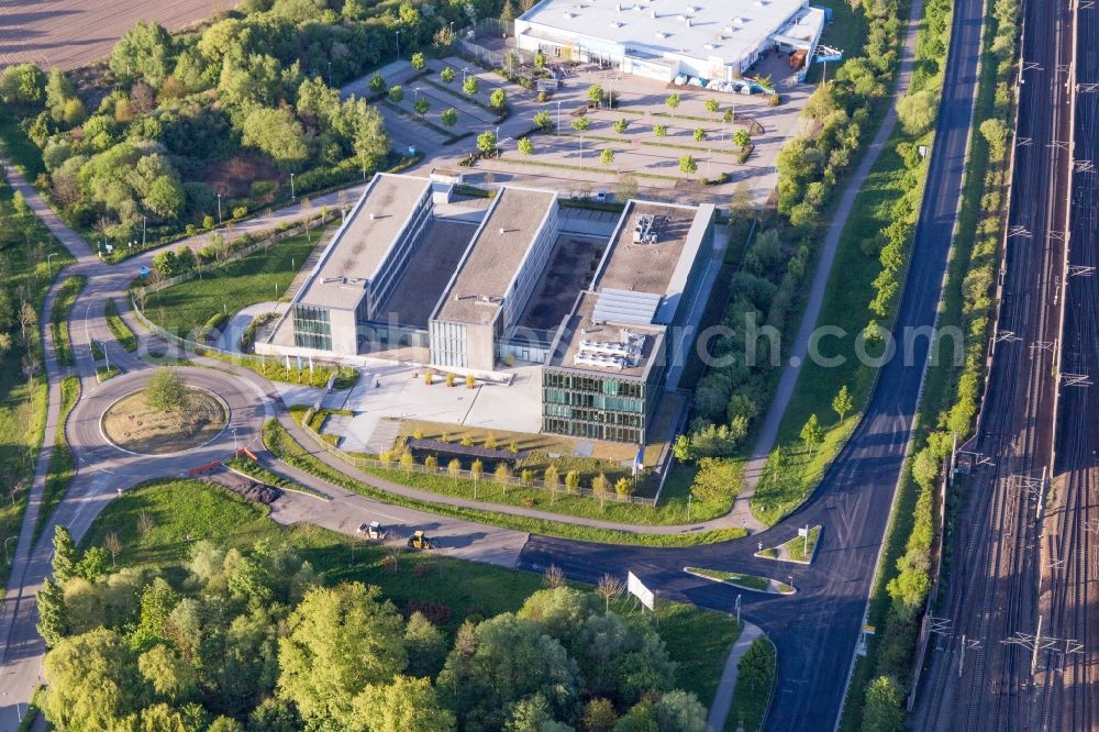 Aerial photograph Baden-Baden - Building and production halls on the premises of GRENKE AG, Stammhaus in Baden-Baden in the state Baden-Wuerttemberg, Germany