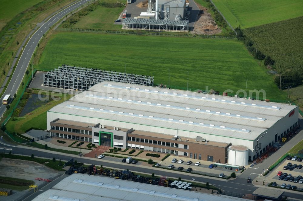 Aerial image Rieste - Building and production halls on the premises of Grimme Landmaschinen GmbH & Co. KG in the industrial area Niedersachsenpark in Rieste in the state Lower Saxony