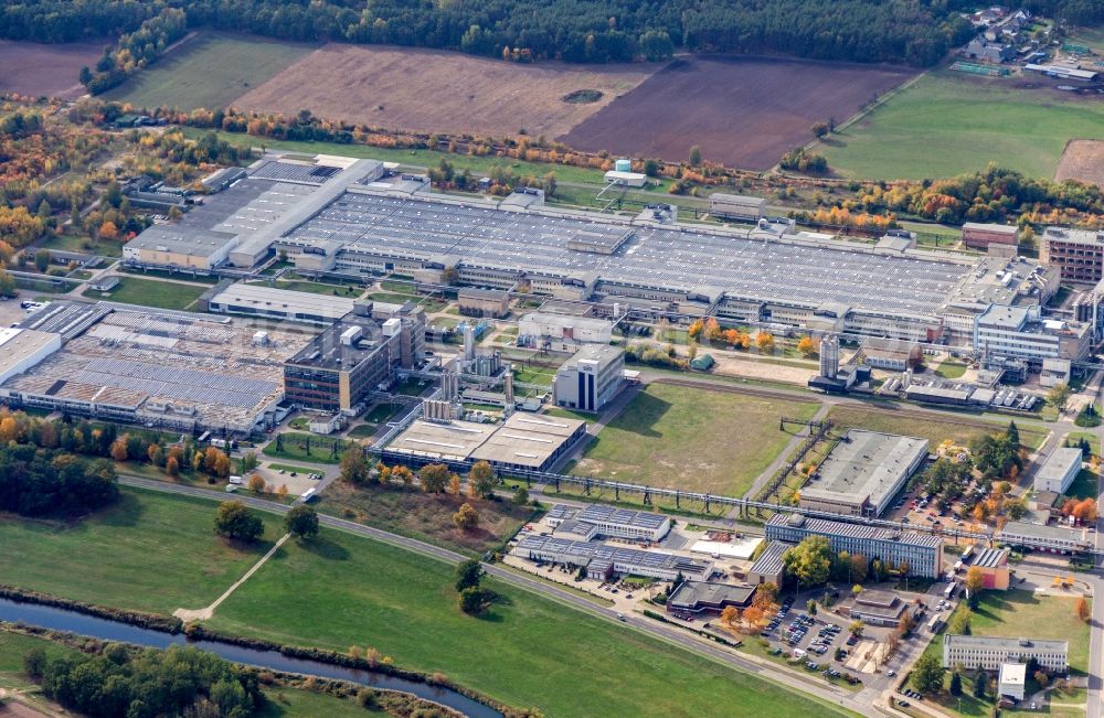 Aerial image Guben - Building and production halls on the premises of Grupa Azoty ATT Polymers GmbH in Guben in the state Brandenburg, Germany