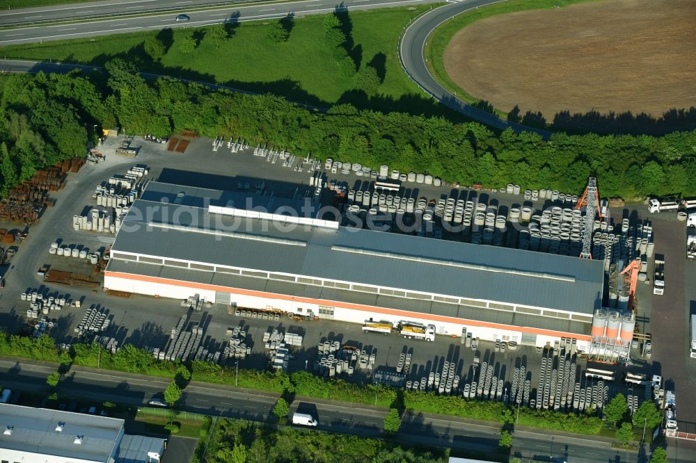 Aerial image Kritzkow - Building and production halls on the premises of Hacon Betonwerke GmbH in Kritzkow in the state Mecklenburg - Western Pomerania, Germany