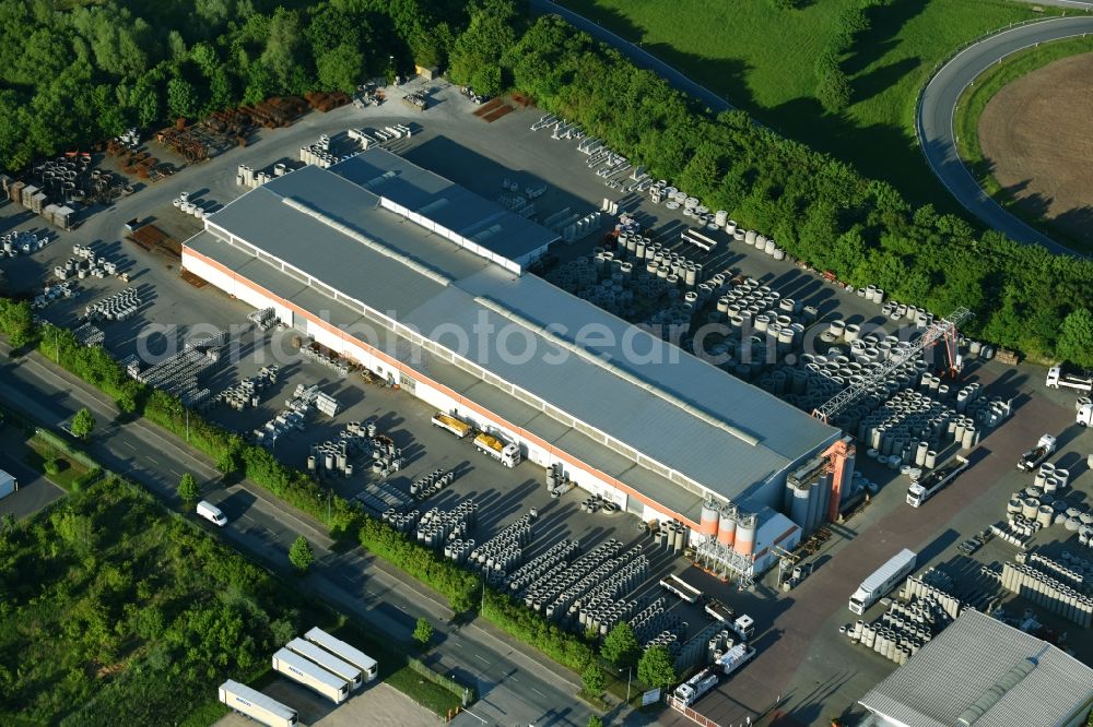 Kritzkow from above - Building and production halls on the premises of Hacon Betonwerke GmbH in Kritzkow in the state Mecklenburg - Western Pomerania, Germany