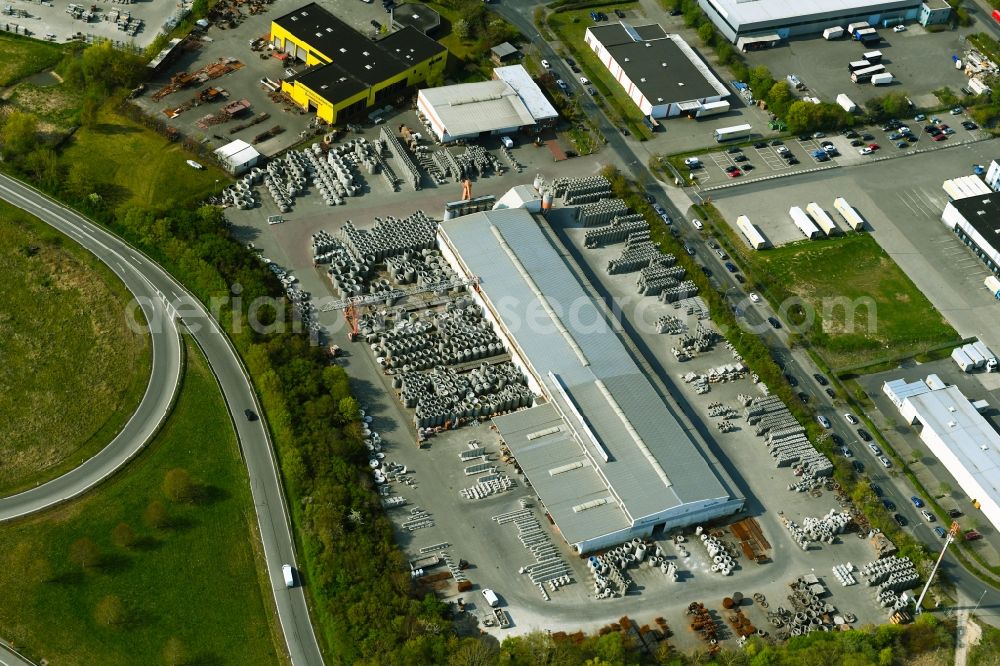 Aerial image Laage - Building and production halls on the premises of Hacon Betonwerke GmbH in Kritzkow in the state Mecklenburg - Western Pomerania, Germany