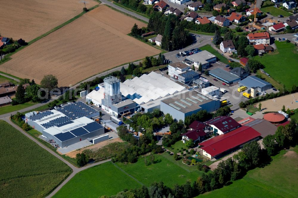 Aerial image Untergruppenbach - Building and production halls on the premises of HAERING GmbH at Muehlstrasse in Untergruppenbach in the state Baden-Wurttemberg, Germany