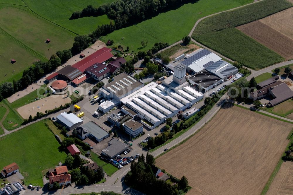 Aerial image Untergruppenbach - Building and production halls on the premises of HAERING GmbH at Muehlstrasse in Untergruppenbach in the state Baden-Wurttemberg, Germany