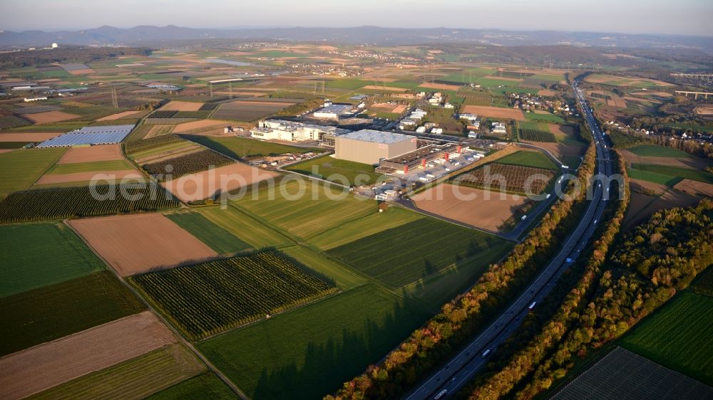 Aerial image Grafschaft - Building and production halls on the premises of HARIBO GmbH in the district Ringen in Grafschaft in the state Rhineland-Palatinate, Germany