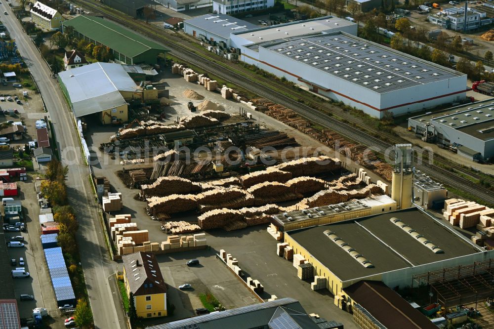 Aerial photograph Wenzenbach - Building and production halls on the premises of HCR Holz Centrum Regensburg GmbH on street Boehmerwaldstrasse in the district Gonnersdorf in Wenzenbach in the state Bavaria, Germany