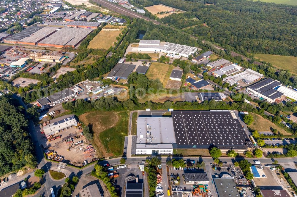 Aerial image Ahlen - Building and production halls on the premises of LR Health & Beauty Systems GmbH on Porschestrasse in Ahlen in the state North Rhine-Westphalia, Germany