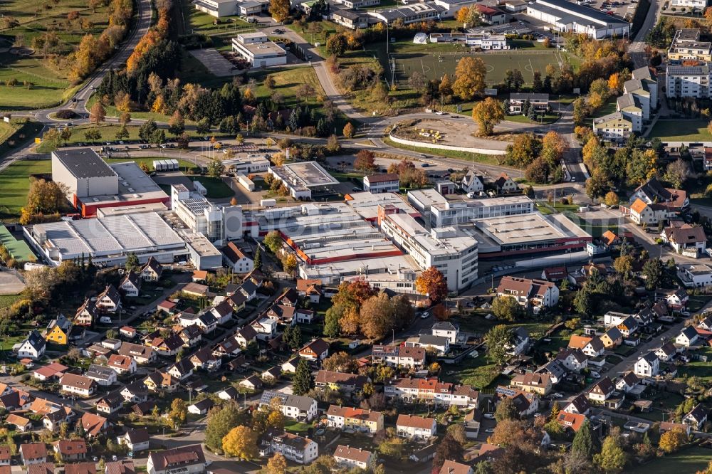 Oberndorf am Neckar from above - Building and production halls on the premises von Heckler & Koch in the district Lindenhof in Oberndorf am Neckar in the state Baden-Wurttemberg, Germany