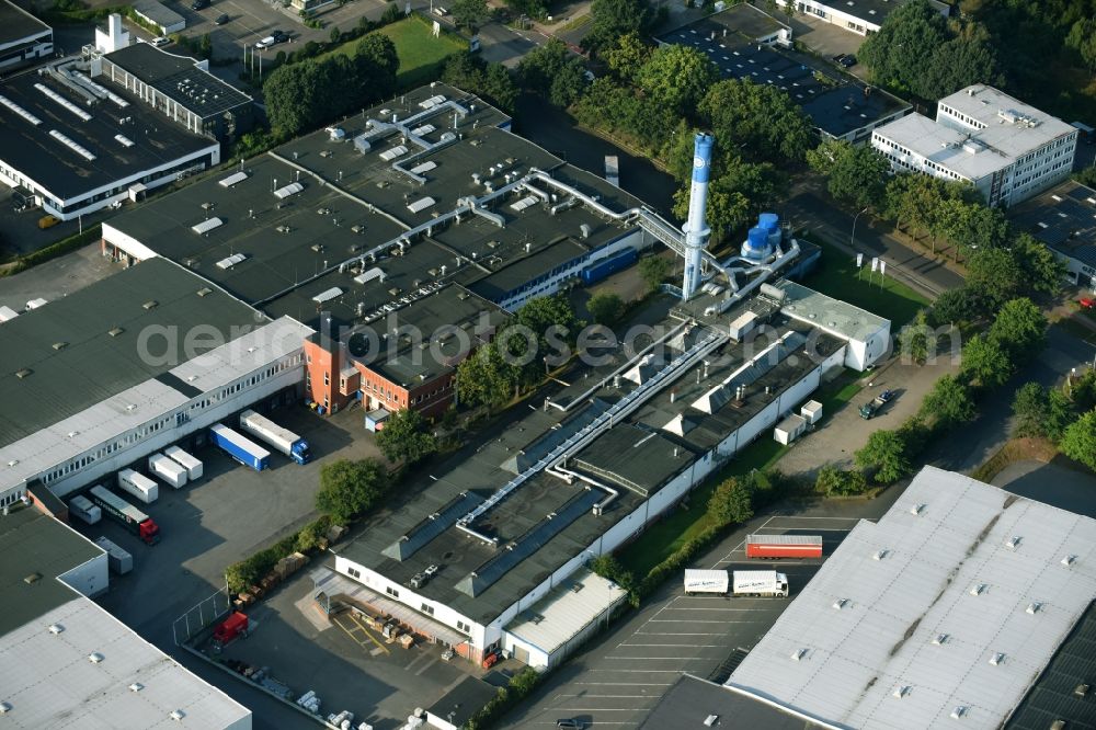 Schenefeld from above - Building and production halls on the premises of Hermes Schleifmittel GmbH & CO. KG on Osterbrooksweg in Schenefeld in the state Schleswig-Holstein