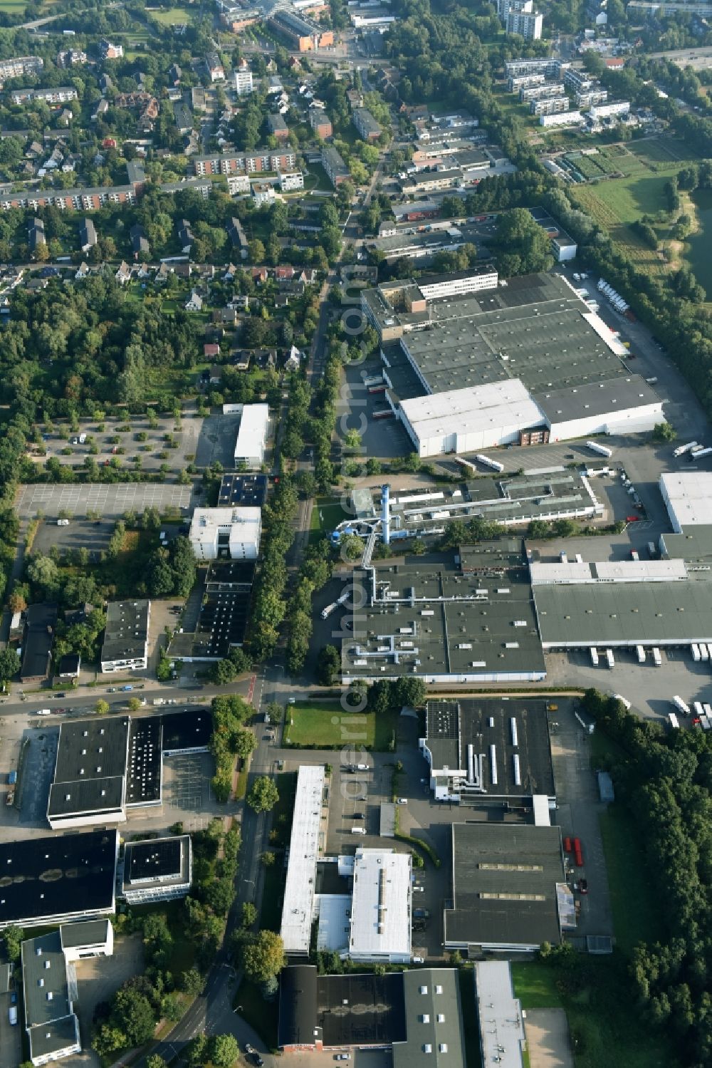 Aerial image Schenefeld - Building and production halls on the premises of Hermes Schleifmittel GmbH & CO. KG on Osterbrooksweg in Schenefeld in the state Schleswig-Holstein