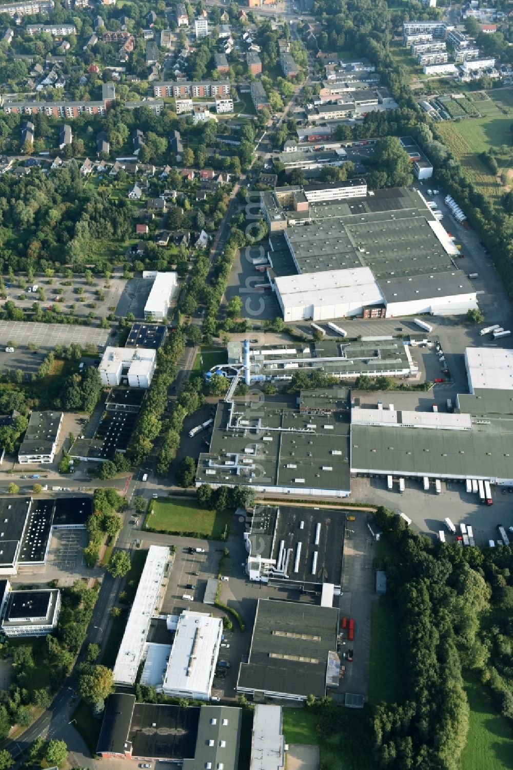 Aerial photograph Schenefeld - Building and production halls on the premises of Hermes Schleifmittel GmbH & CO. KG on Osterbrooksweg in Schenefeld in the state Schleswig-Holstein