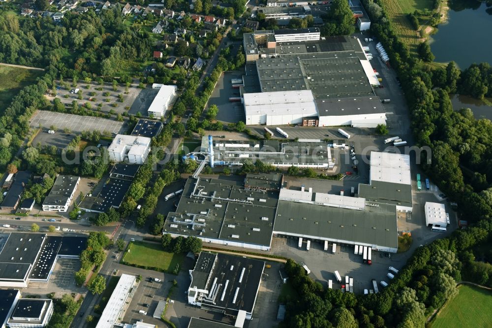 Schenefeld from above - Building and production halls on the premises of Hermes Schleifmittel GmbH & CO. KG on Osterbrooksweg in Schenefeld in the state Schleswig-Holstein