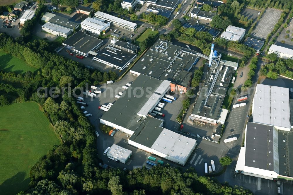 Schenefeld from the bird's eye view: Building and production halls on the premises of Hermes Schleifmittel GmbH & CO. KG on Osterbrooksweg in Schenefeld in the state Schleswig-Holstein