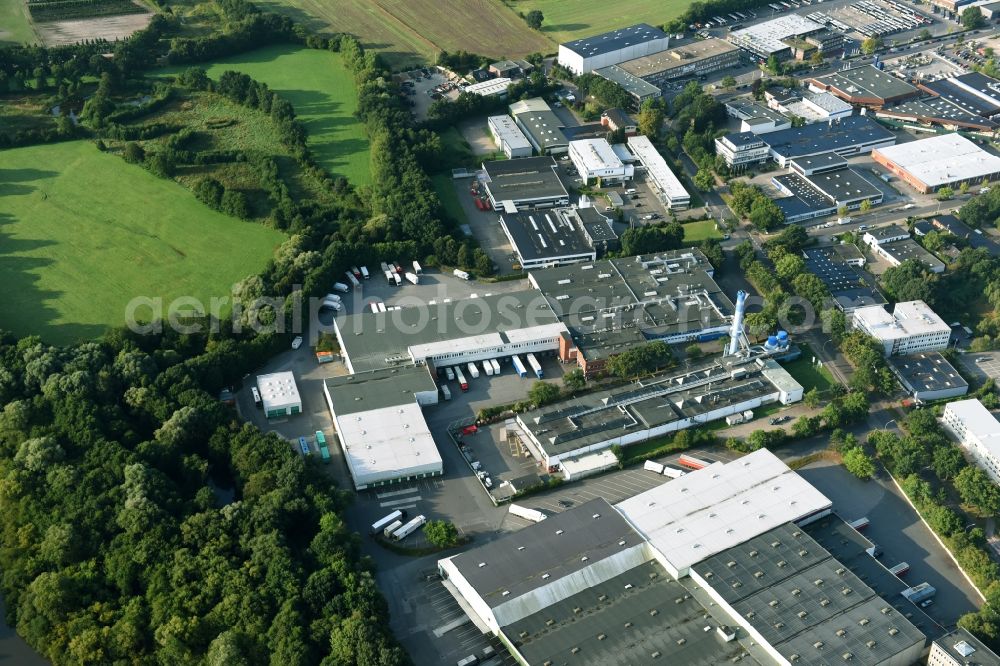 Schenefeld from above - Building and production halls on the premises of Hermes Schleifmittel GmbH & CO. KG on Osterbrooksweg in Schenefeld in the state Schleswig-Holstein