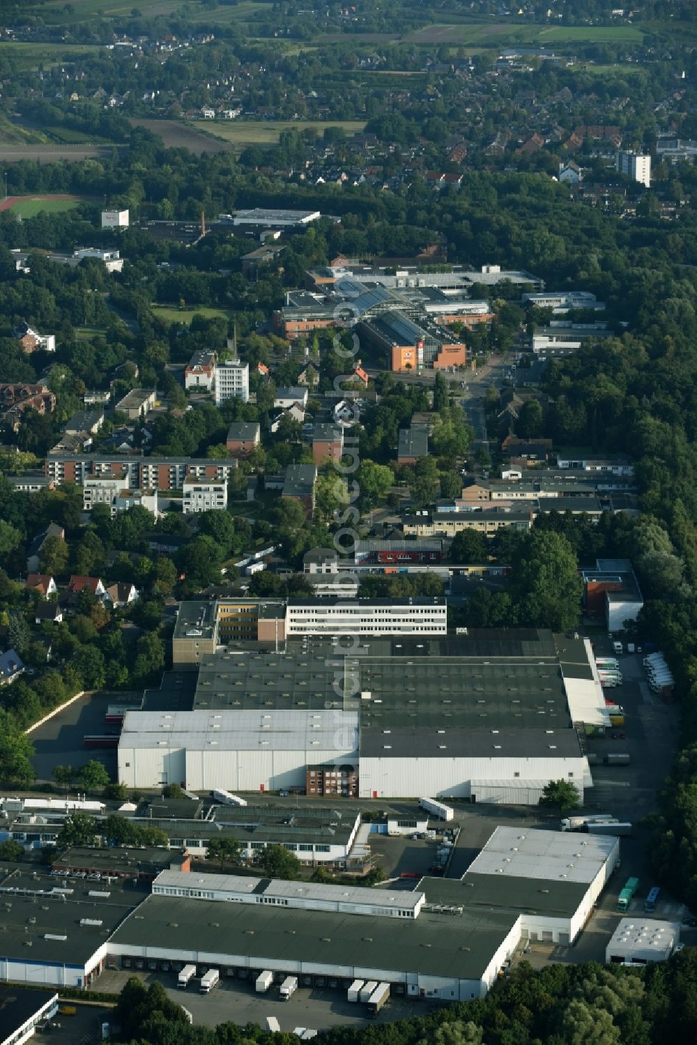 Aerial image Schenefeld - Building and production halls on the premises of Hermes Schleifmittel GmbH & CO. KG on Osterbrooksweg in Schenefeld in the state Schleswig-Holstein