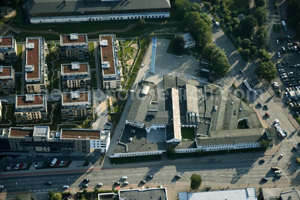 Hamburg from above - Building and production halls on the premises of Hermes Schleifmittel GmbH & CO. KG Luruper an der Hauptstrasse in Hamburg