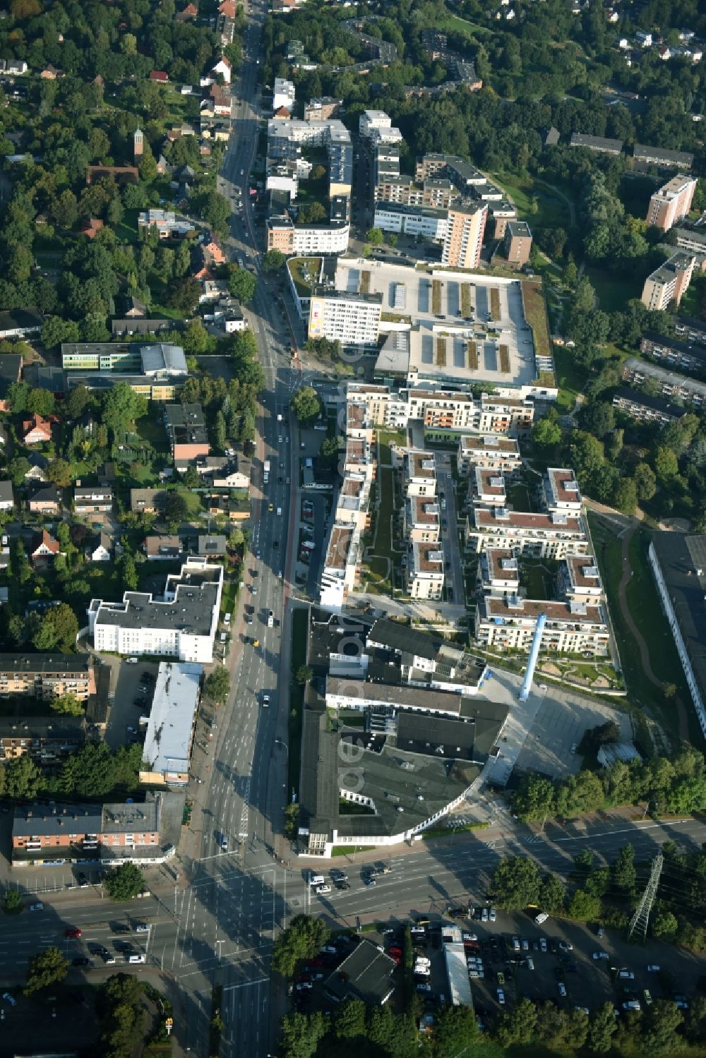 Hamburg from above - Building and production halls on the premises of Hermes Schleifmittel GmbH & CO. KG Luruper an der Hauptstrasse in Hamburg