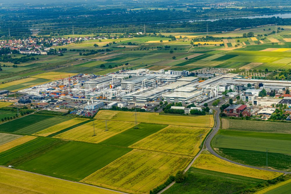 Aerial image Schwanau - Building and production halls on the premises of Herrenknecht AG in Schwanau in the state Baden-Wuerttemberg, Germany