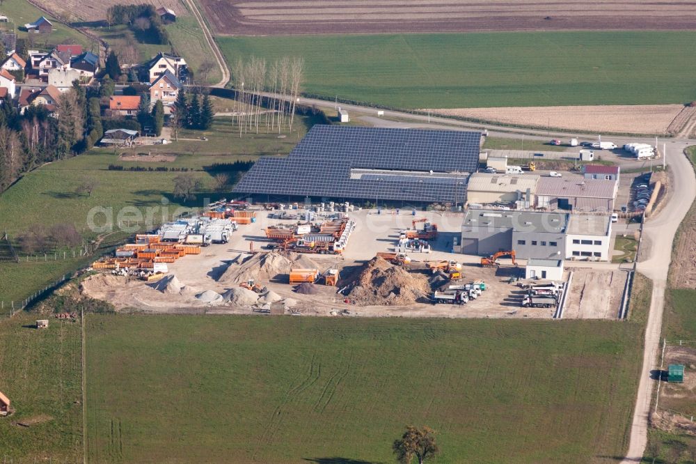 Surbourg from the bird's eye view: Building and production halls on the premises of HERRMANN Travaux Publics in Surbourg in Grand Est, France