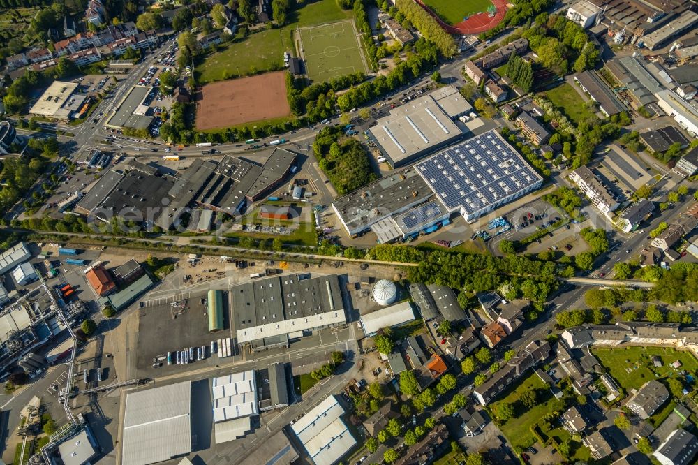 Aerial image Witten - Building and production halls on the premises of High Precision Components Witten GmbH on Westfalenstrasse in Witten in the state North Rhine-Westphalia, Germany