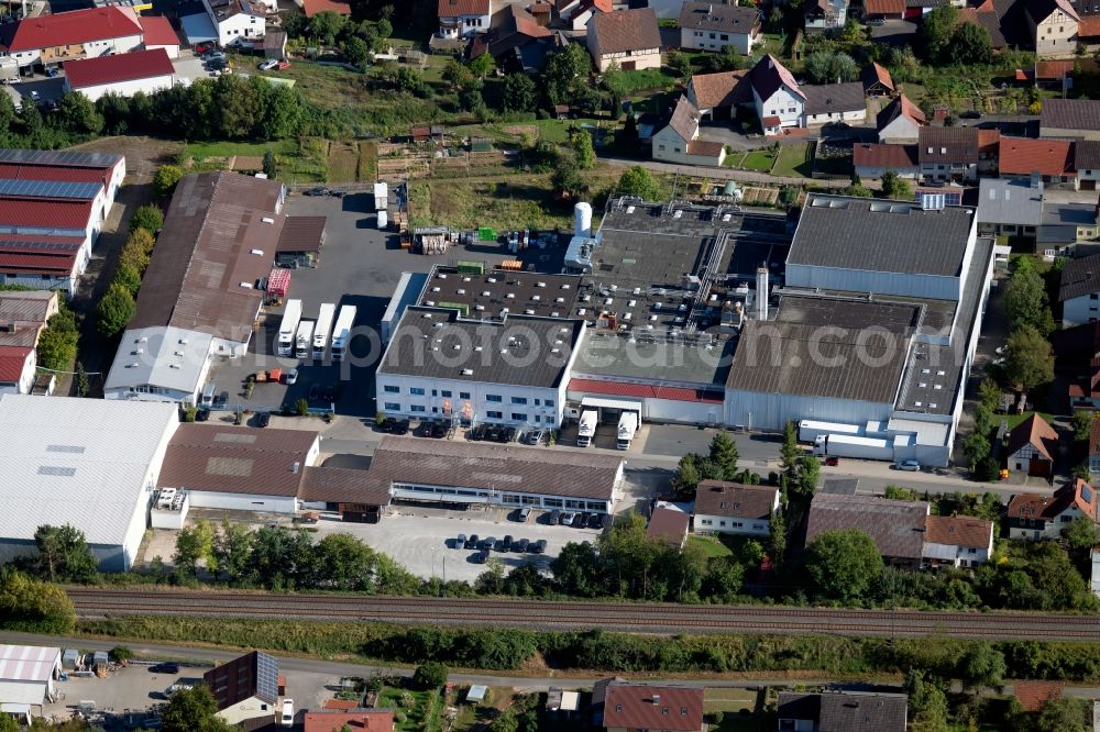 Boxberg from the bird's eye view: Building and production halls on the premises of Hofmann Menue-Manufaktur GmbH on Adelbert-Hofmann-Strasse in Boxberg in the state Baden-Wurttemberg, Germany