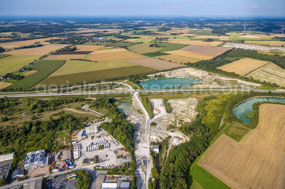 Beckum from the bird's eye view: Building and production halls on the premises of Holcim WestZement GmbH in Beckum in the state North Rhine-Westphalia, Germany