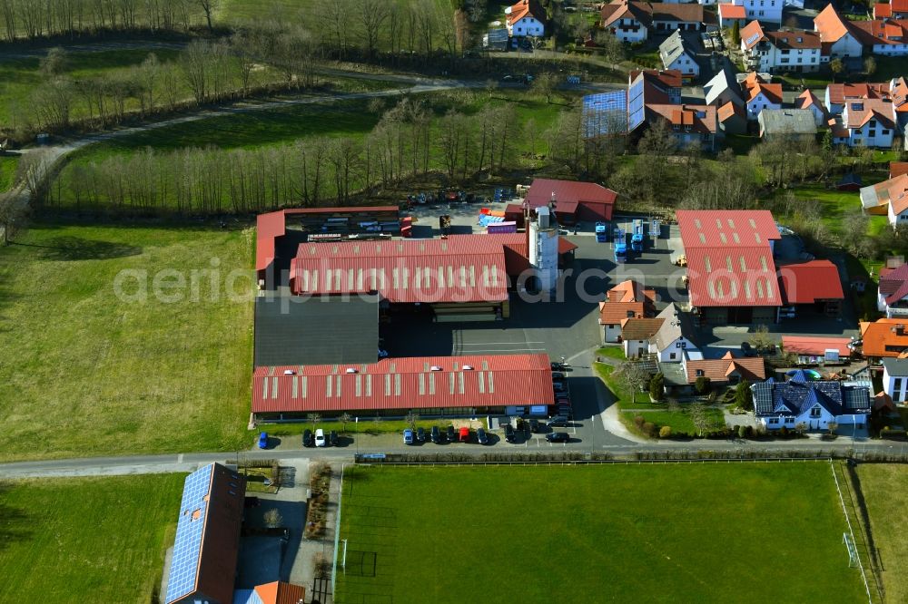 Aerial photograph Brand - Building and production halls on the premises of Holzbau Gutmann GmbH on Reulbacher Strasse in Brand in the state Hesse, Germany