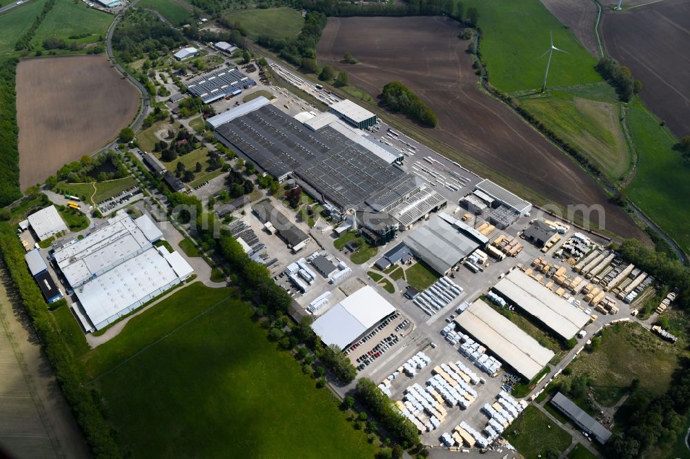 Aerial photograph Märkisch Linden - Building and production halls on the premises of Holzwerke Bullinger on Ahornallee in the district Werder in Maerkisch Linden in the state Brandenburg, Germany