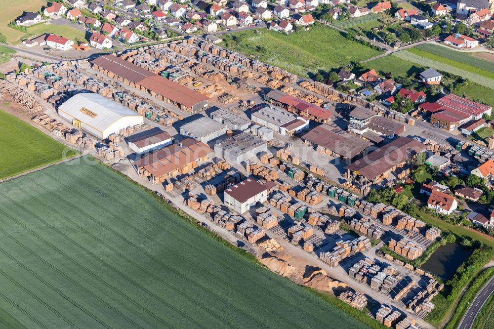 Aerial image Unterspiesheim - Building and production halls on the premises of Holzwerke Gleitsmann in Unterspiesheim in the state Bavaria, Germany