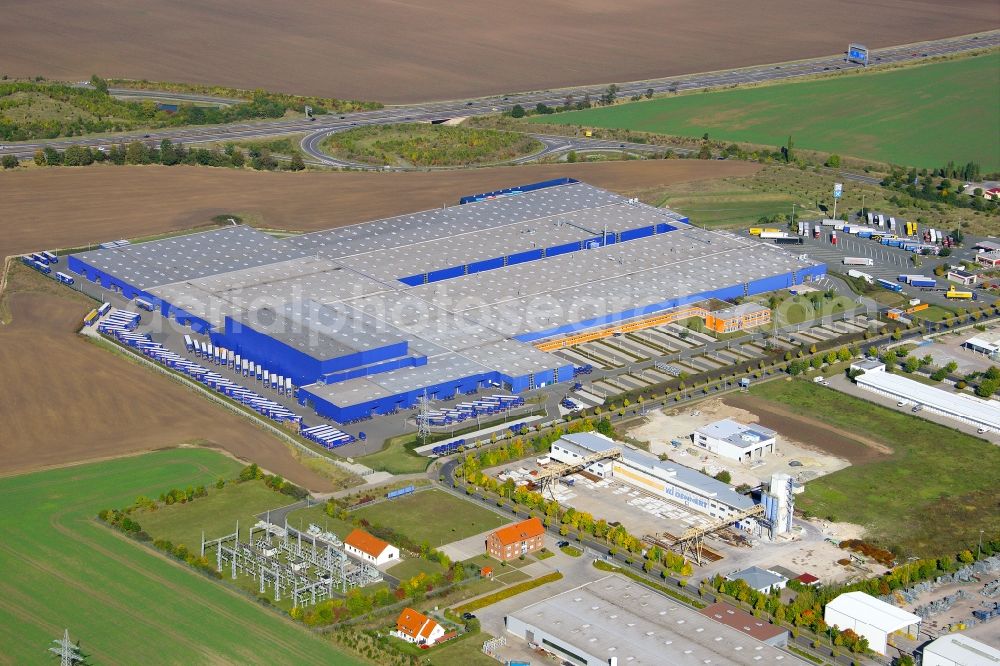 Amt Wachsenburg from above - Building and production halls on the premises of the Hoermann KG in Amt Wachsenburg in the state Thuringia, Germany