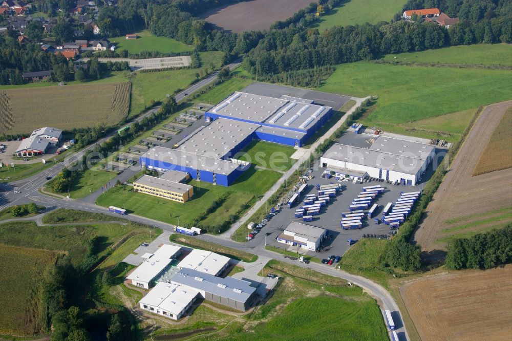 Aerial image Steinhagen - Building and production halls on the premises of the Hoermann KG Antriebstechnik in Steinhagen in the state North Rhine-Westphalia, Germany