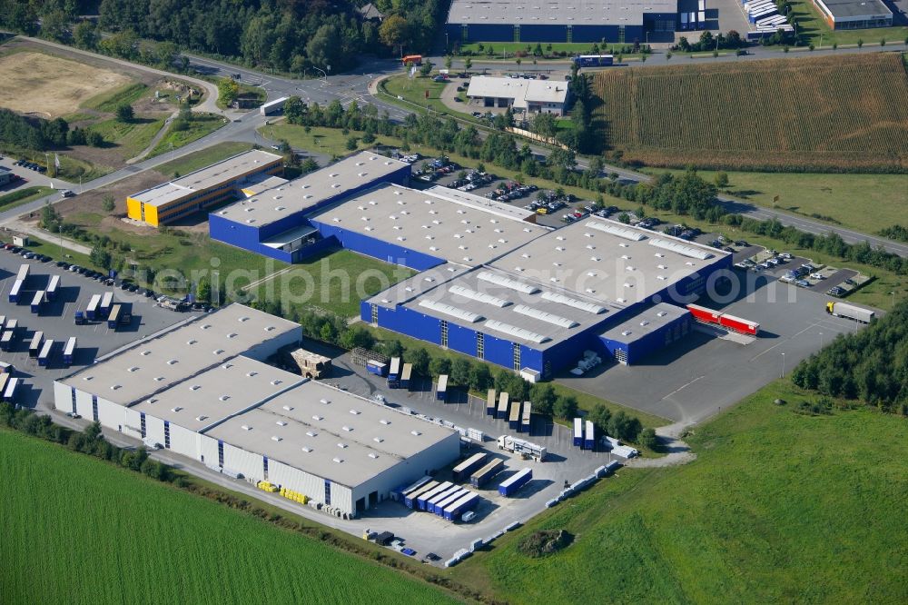 Aerial image Steinhagen - Building and production halls on the premises of the Hoermann KG Antriebstechnik in Steinhagen in the state North Rhine-Westphalia, Germany