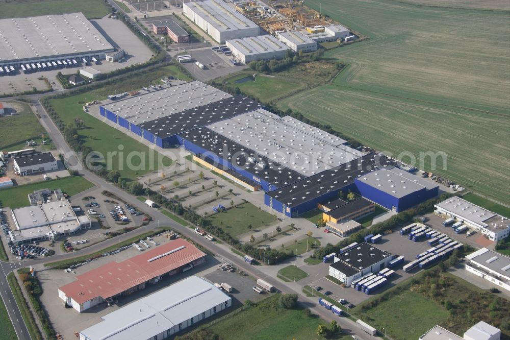 Brandis from above - Building and production halls on the premises of the Hoermann KG in Brandis in the state Saxony, Germany