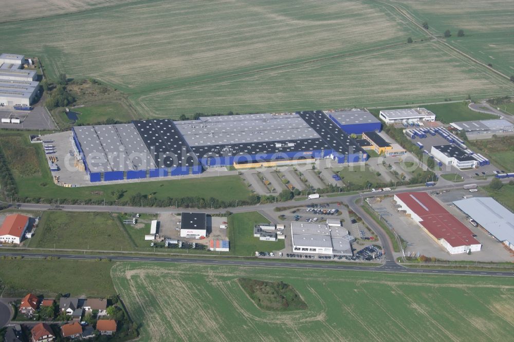 Brandis from above - Building and production halls on the premises of the Hoermann KG in Brandis in the state Saxony, Germany